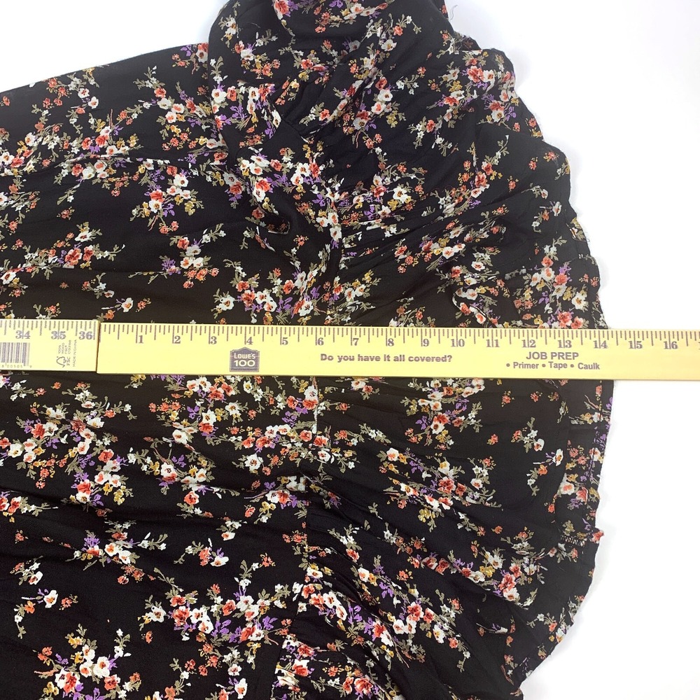 Sonmer‎ Lola Dress Sz XL Black Floral Ankle Length Ruffled Midi Asymetric V Neck - Picture 16 of 16